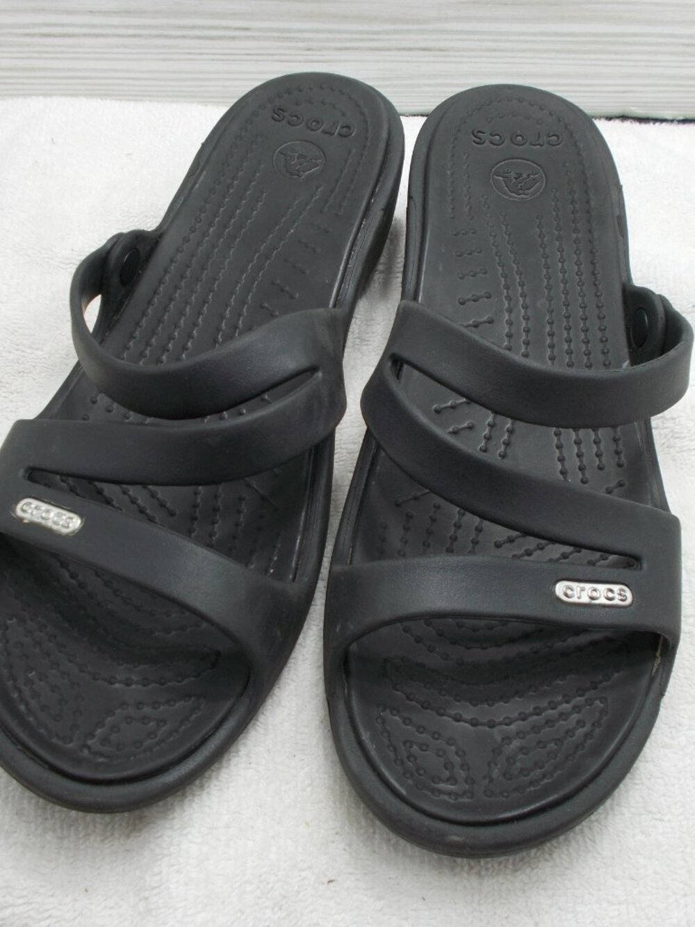 Crocs Women's 8 Wedge Slide Sandals Black
